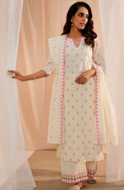 NEW PURE COTTON  WHITE KURTA SET
