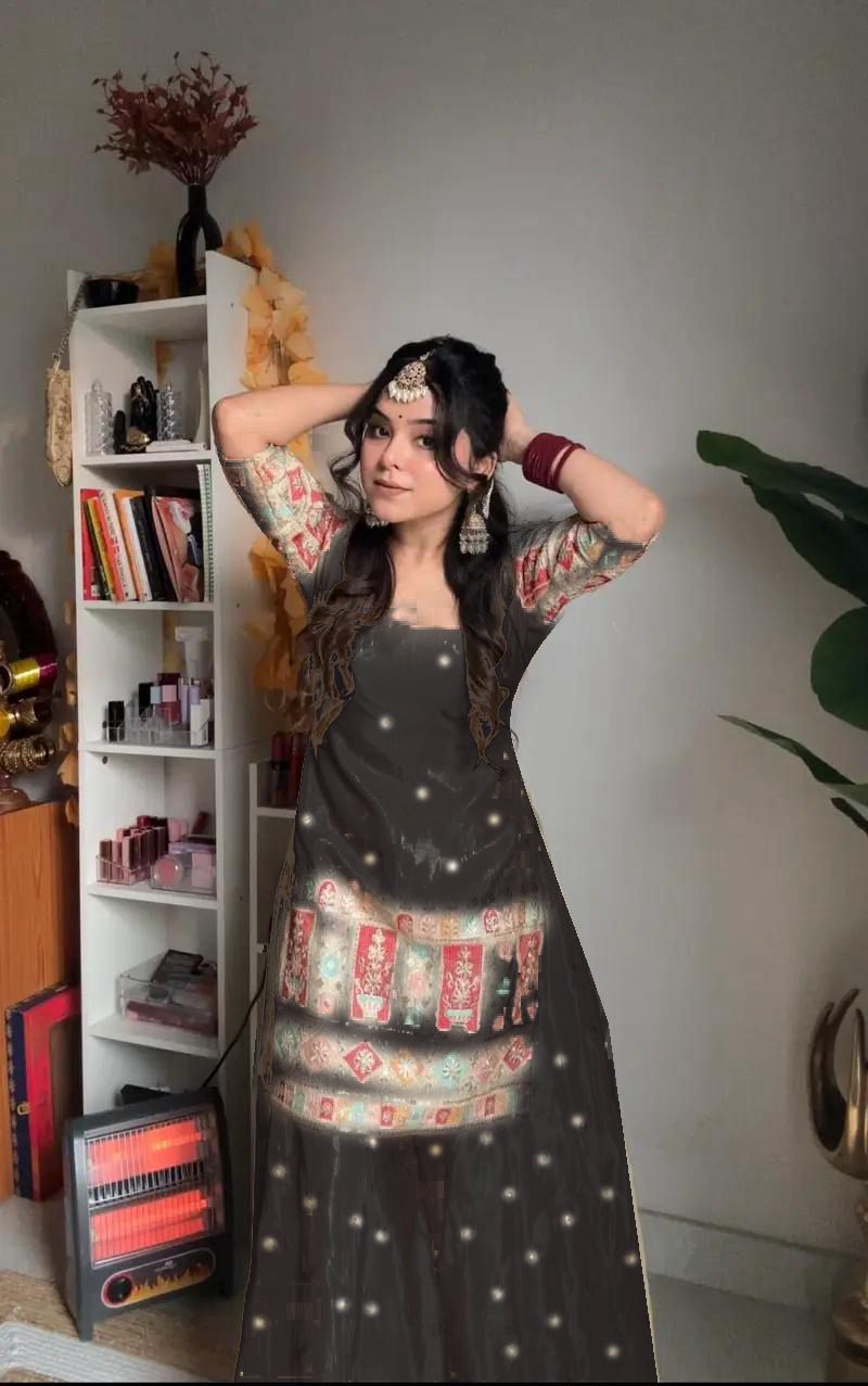 Designer Party Wear Set –Top, Palazzo & Dupatta