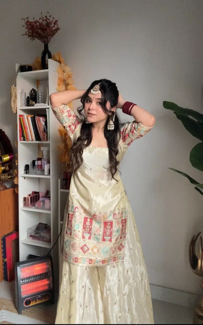 Designer Party Wear Set –Top, Palazzo & Dupatta
