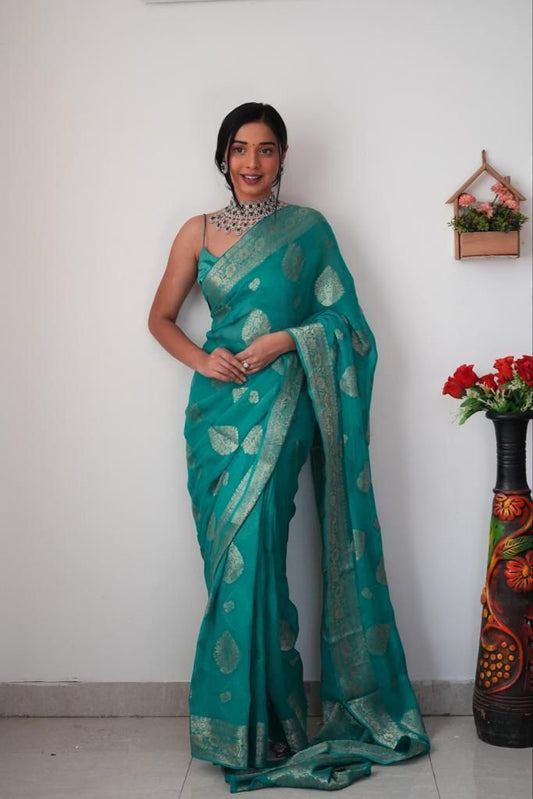 Soft Lichi Silk Saree with Jacquard Work