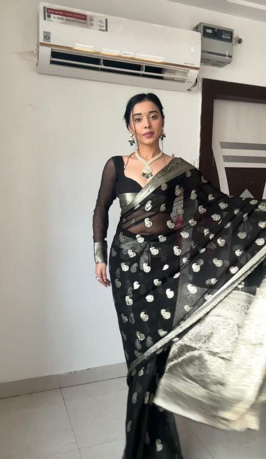 Elegant Soft Lichi Silk Saree with Jacquard Work
