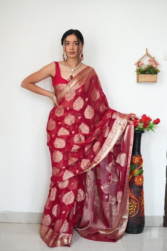Elegant Soft Lichi Silk Saree with Jacquard Work