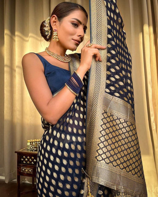 Elegant Soft Lichi Silk Saree with Jacquard Work