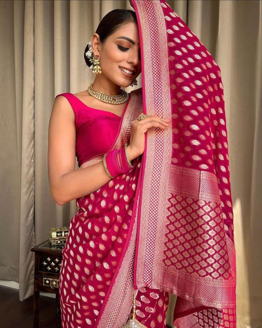 Elegant Soft Lichi Silk Saree with Jacquard Work