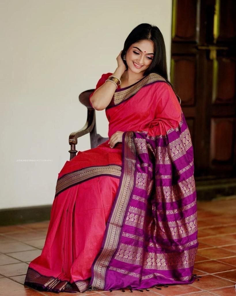 Silk Pink Festival Wear Weaving Saree