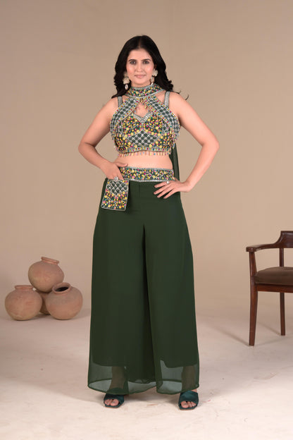 Geogatte Green Palazzo Blouse set