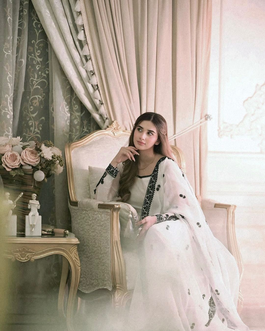 Elegant Embroidered Gown with Dupatta – Full Stitched