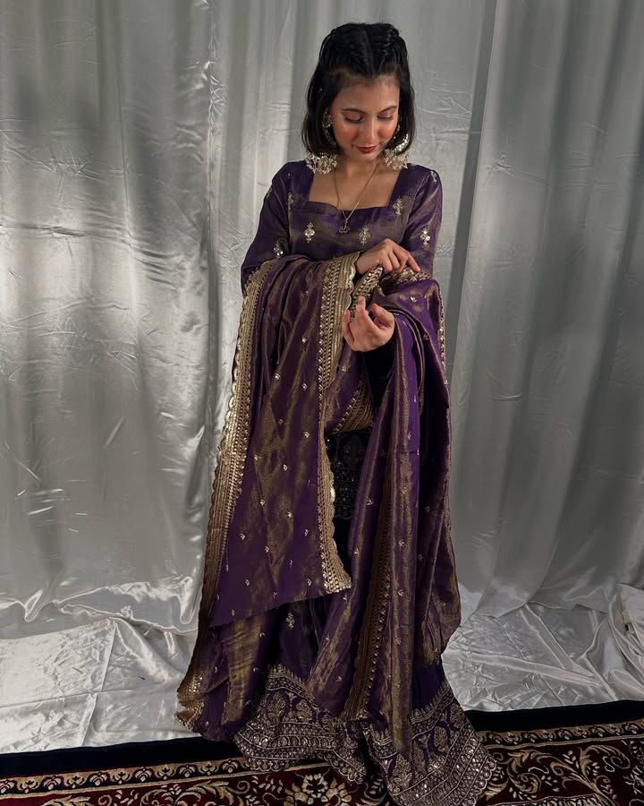 Premium Cosmos Shimmer Sharara Set