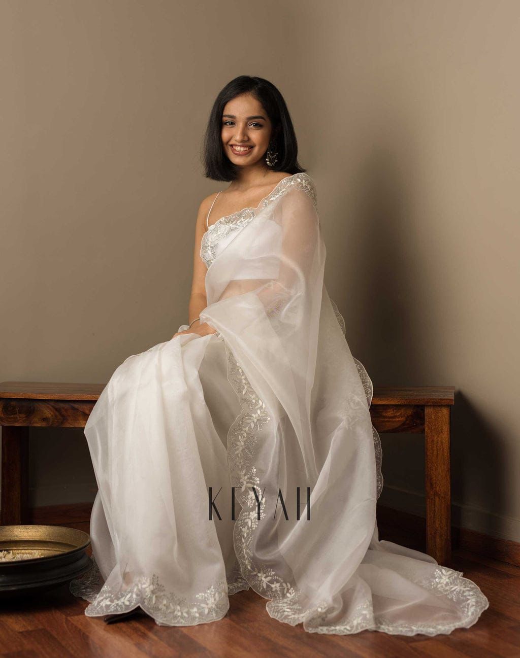 Soft Tabby Organza Saree with sequins embroidered work