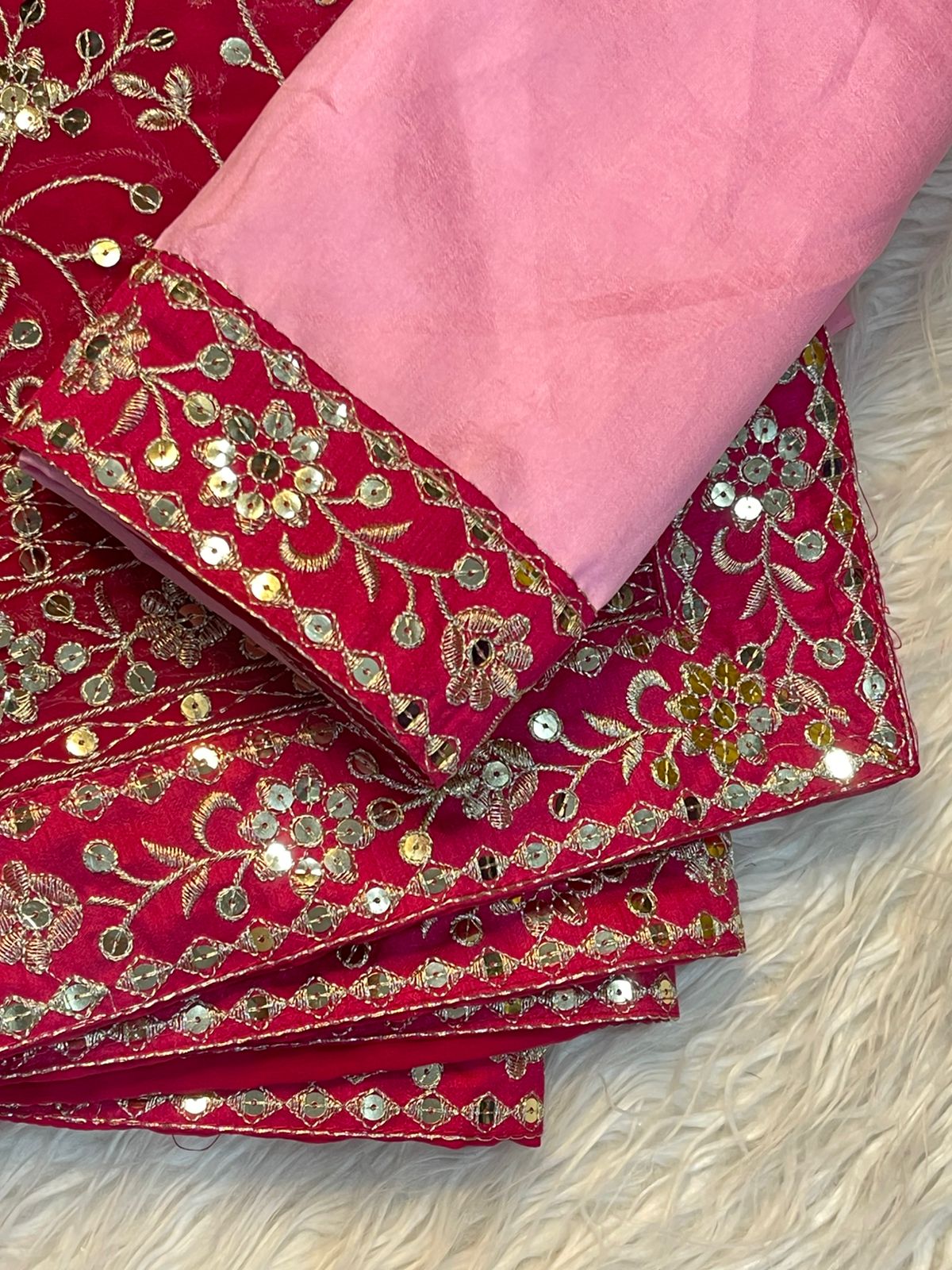 Elegant Georgette Saree with Heavy Sequin & Thread Embroidery