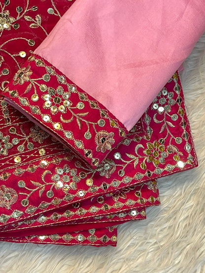 Elegant Georgette Saree with Heavy Sequin & Thread Embroidery