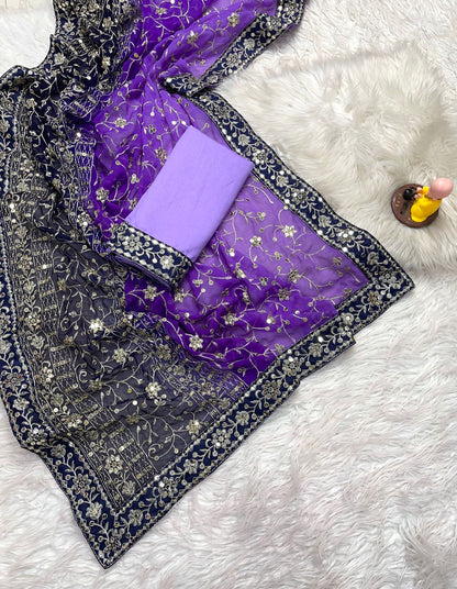 Elegant Georgette Saree with Heavy Sequin & Thread Embroidery