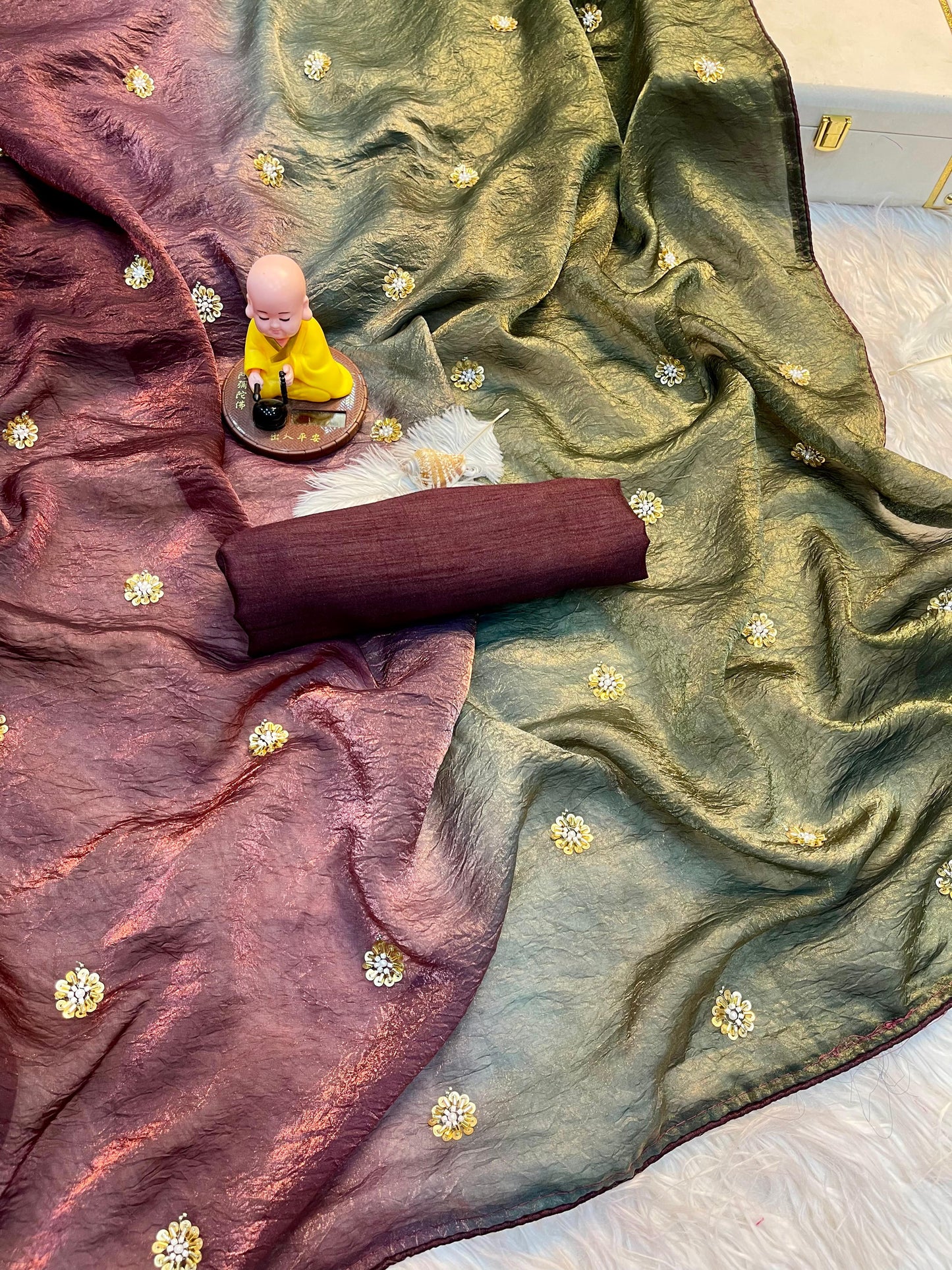 Premium Padding Fandy Satin Saree