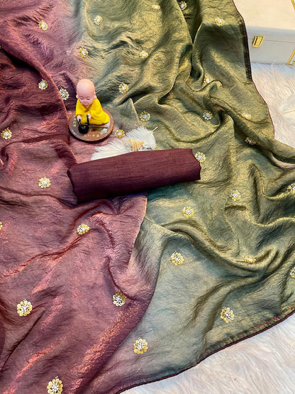Premium Padding Fandy Satin Saree