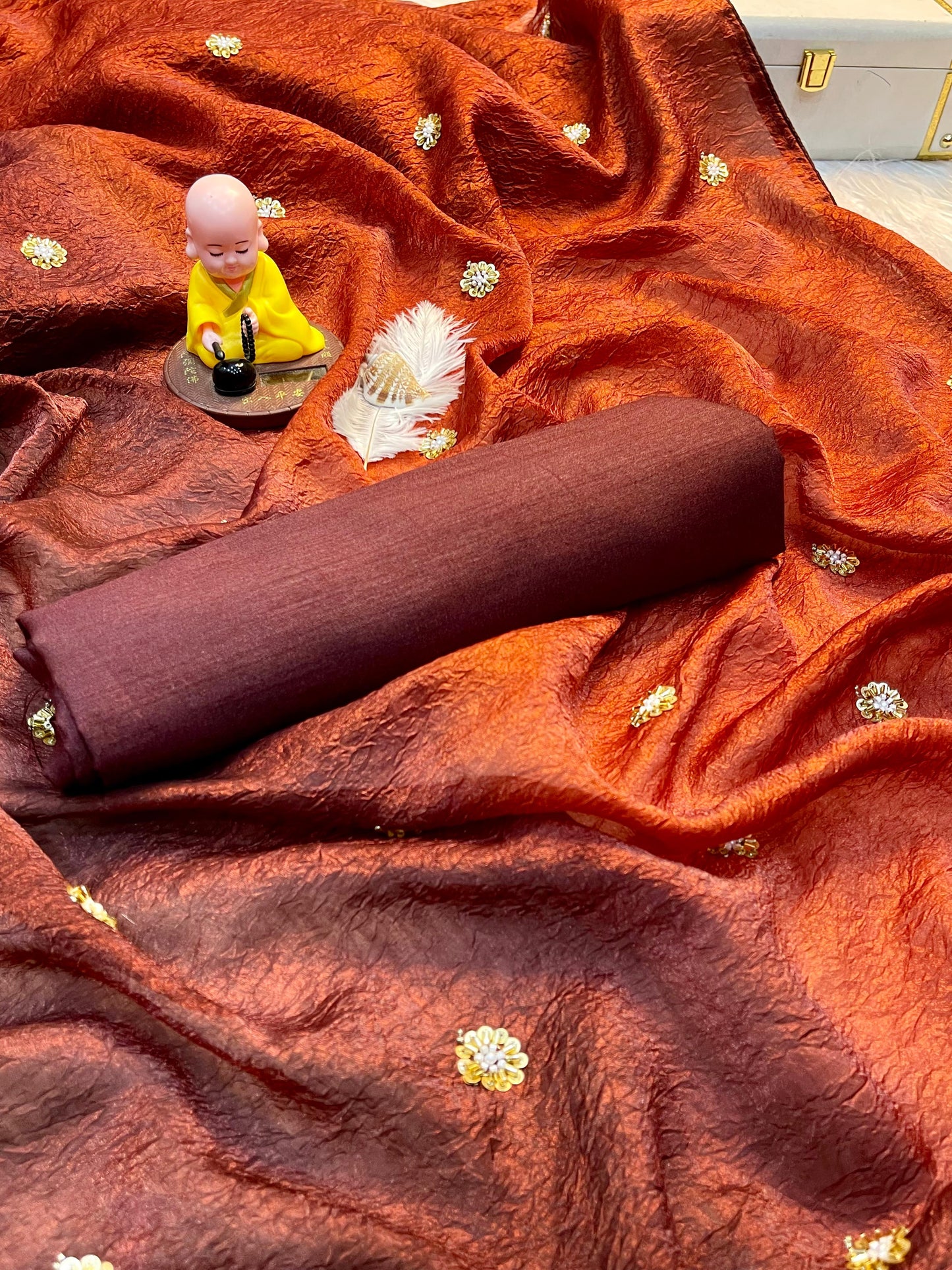 Premium Padding Fandy Satin Saree