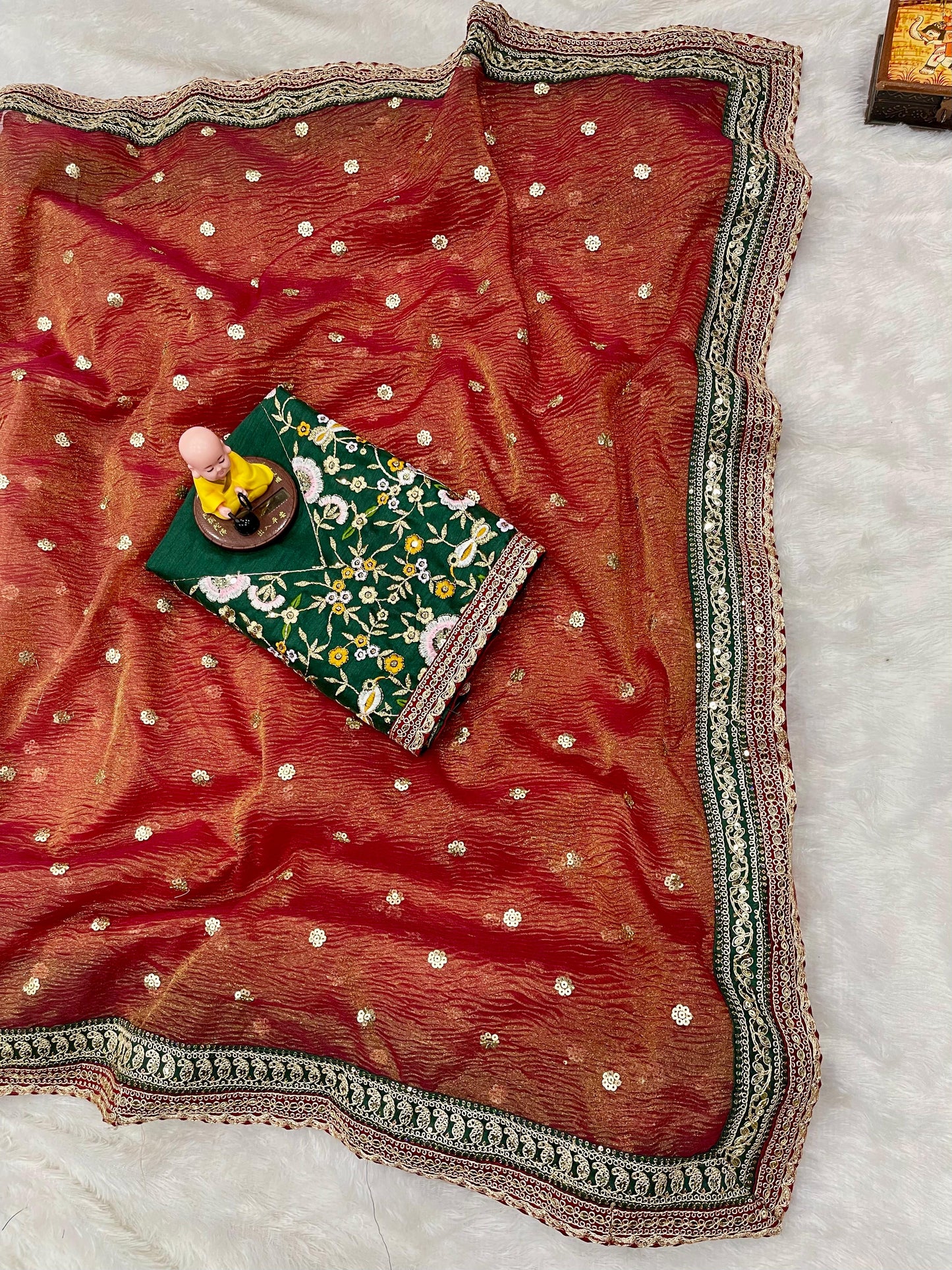 Premium Banarasi Crush Embroidered Saree