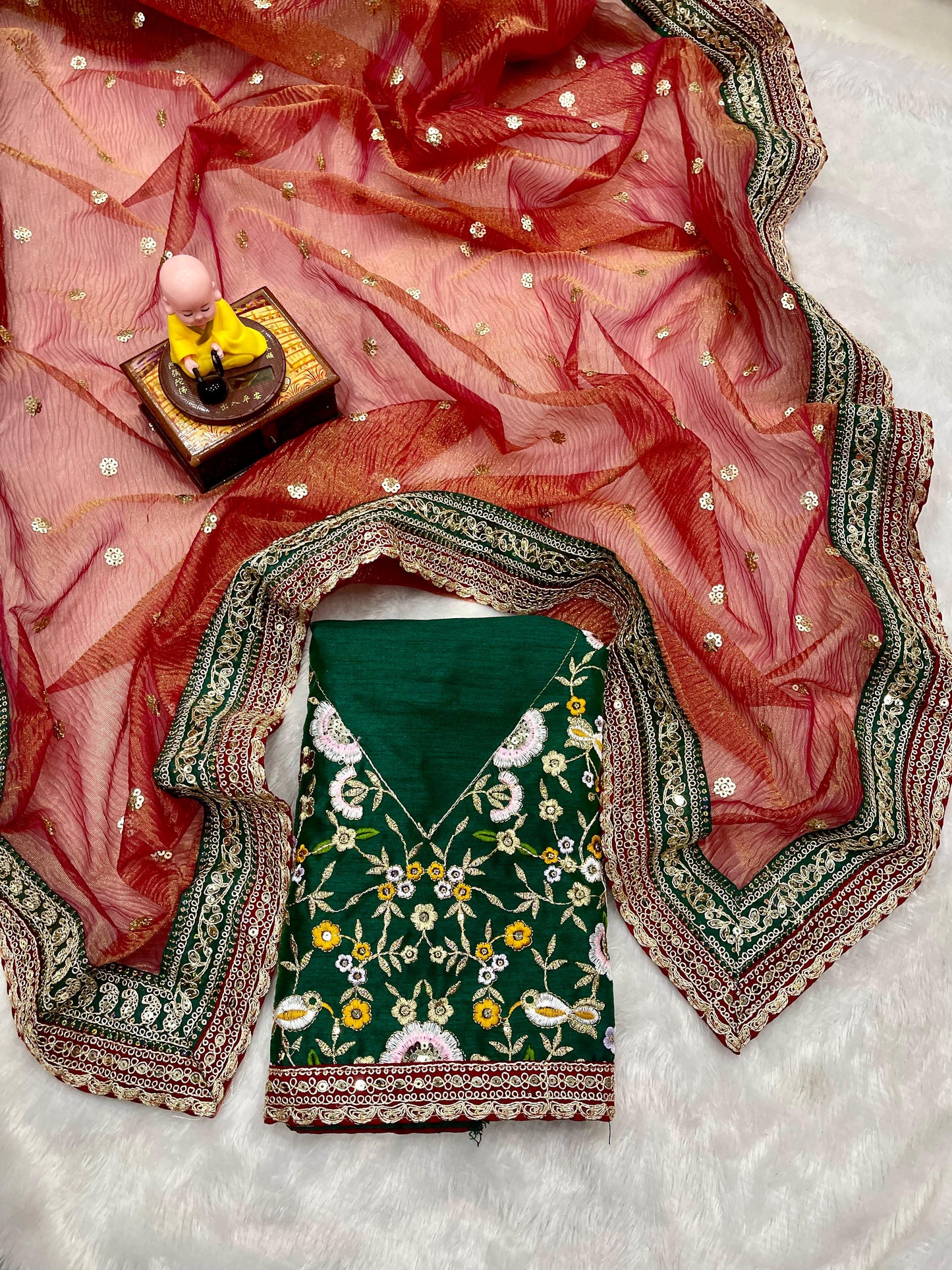 Premium Banarasi Crush Embroidered Saree