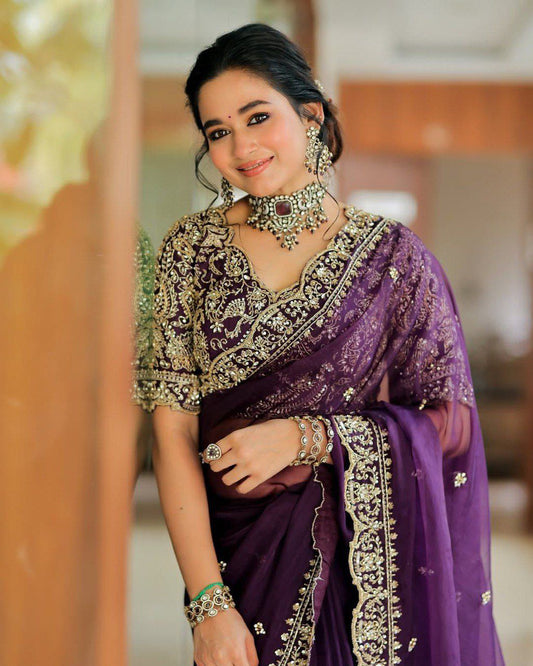 Experience Timeless Elegance with Our Premium Organza Saree