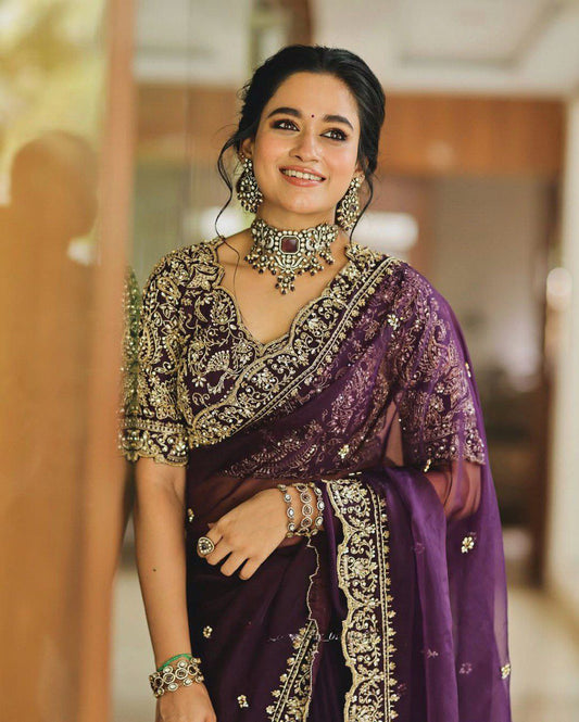 Experience Timeless Elegance with Our Premium Organza Saree