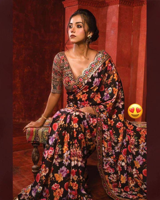 Unveil Grace – Digital Dream in Soft Georgette