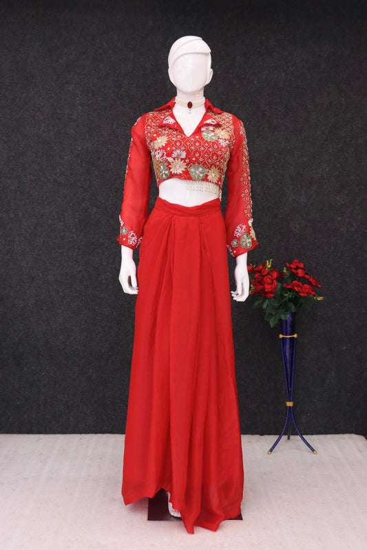 Festive-Ready Western Two-Piece Set with Hand Embroidery ❤
