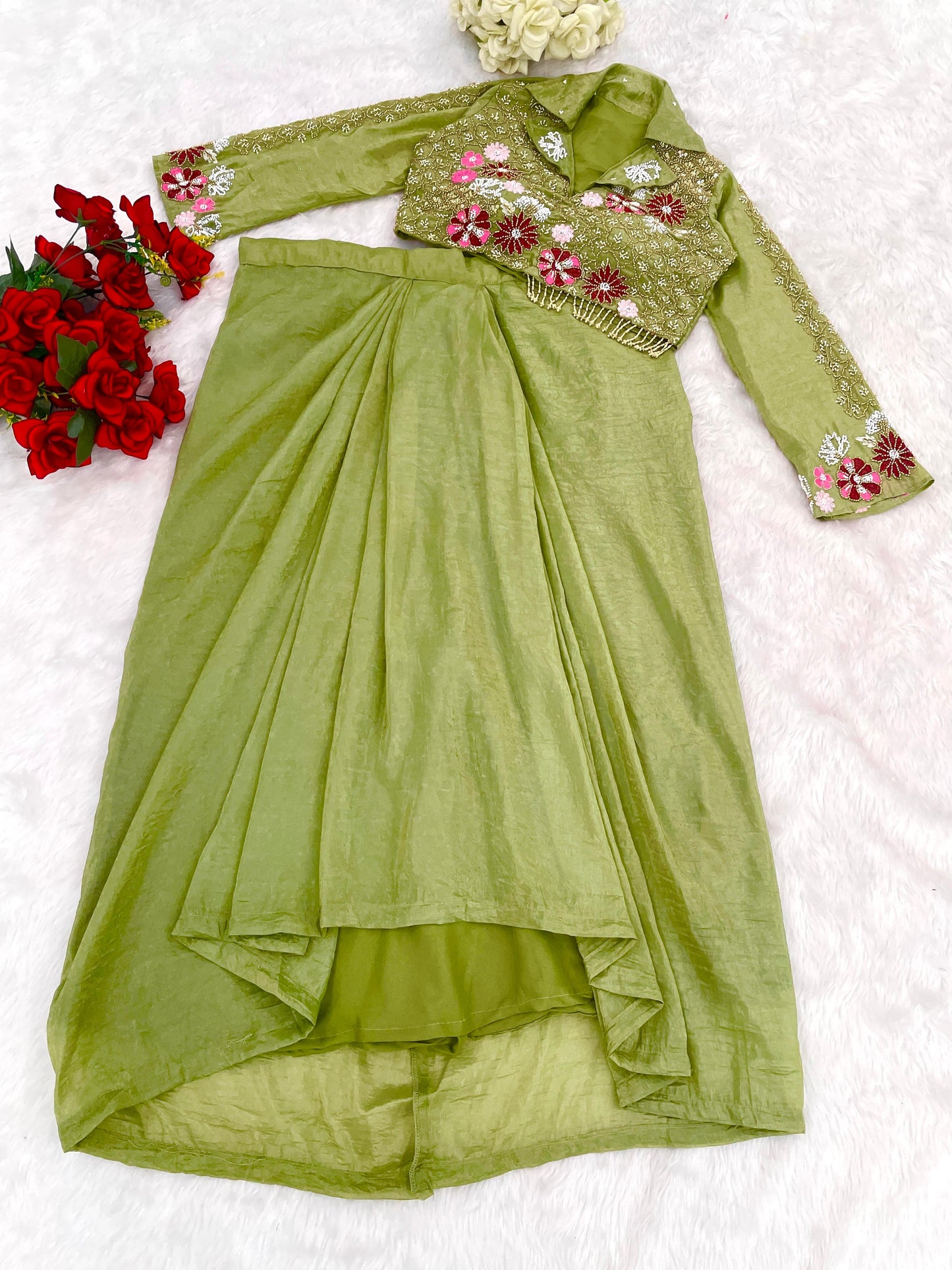 Festive-Ready Western Two-Piece Set with Hand Embroidery ❤
