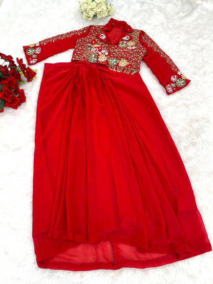 Festive-Ready Western Two-Piece Set with Hand Embroidery ❤