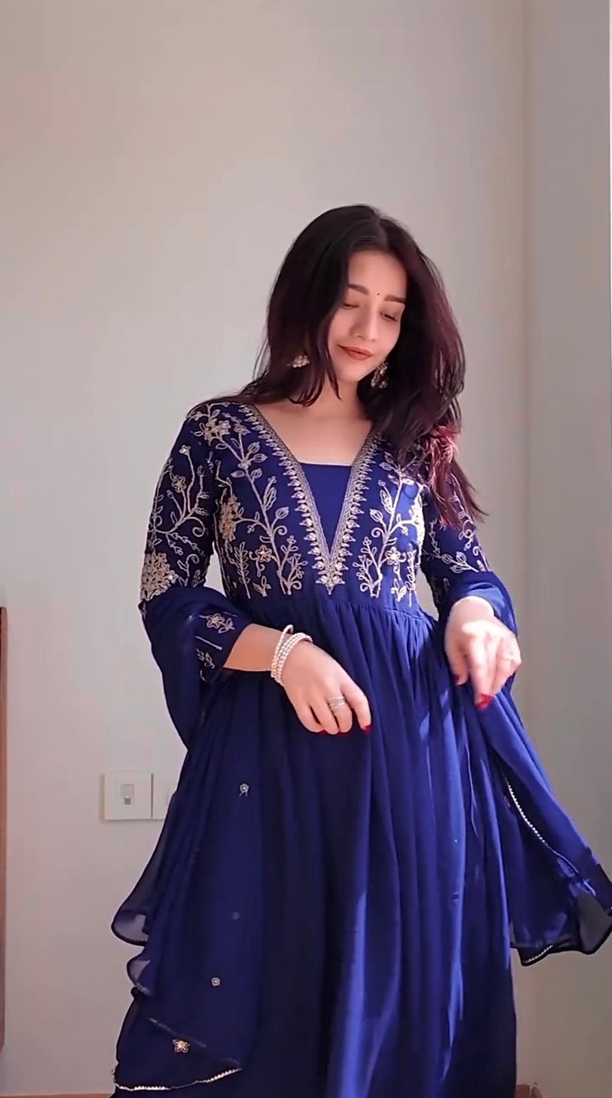 Beautiful Embroidered Gown with Dupatta Set