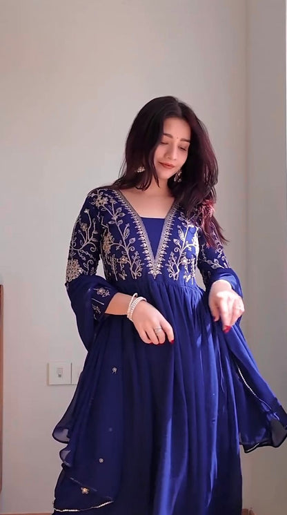 Beautiful Embroidered Gown with Dupatta Set