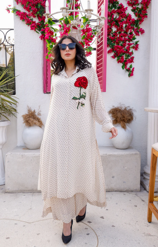 White Schiffli Embroidered Suit by Label By Jiya