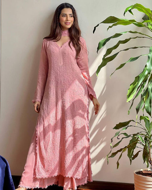 Designer Georgette Kurta Plazo Dupatta Set
