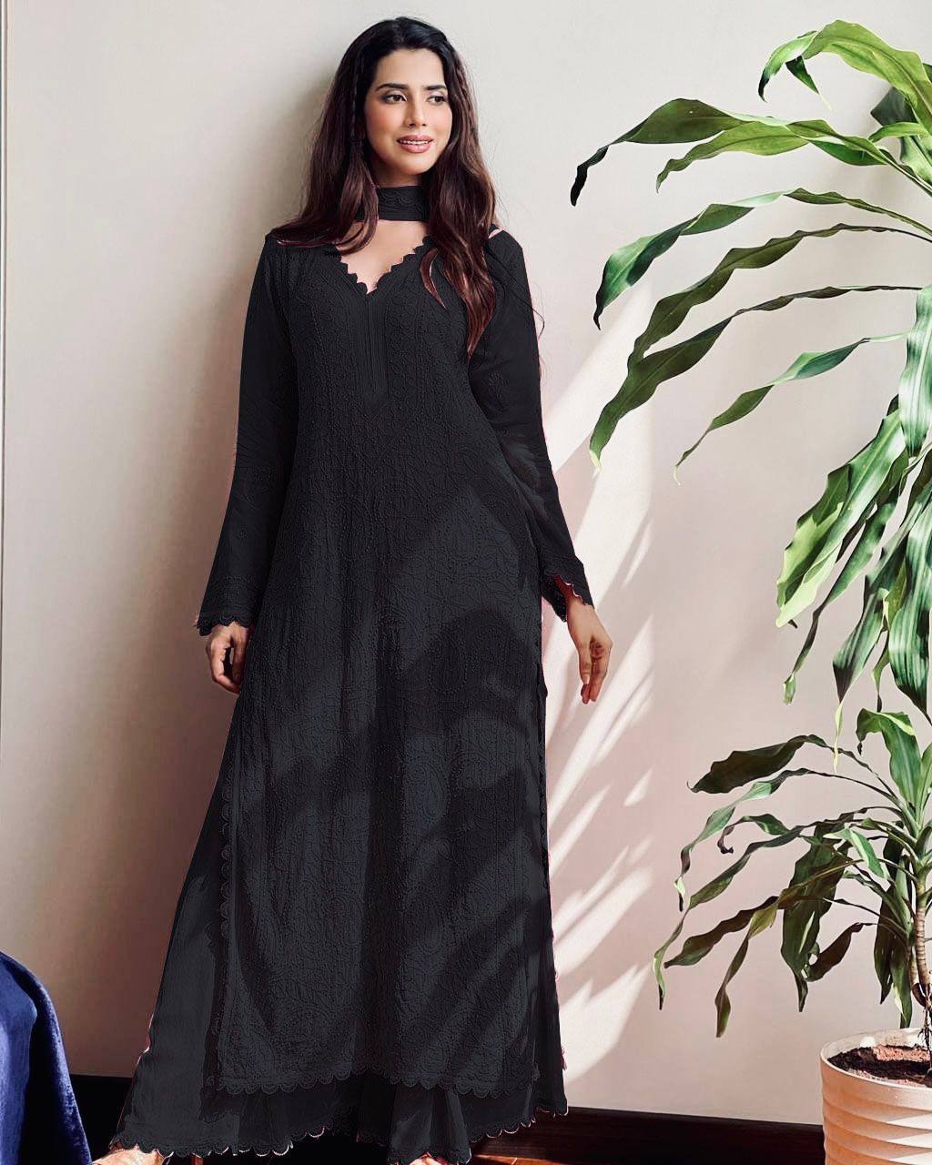 Designer Georgette Kurta Plazo Dupatta Set