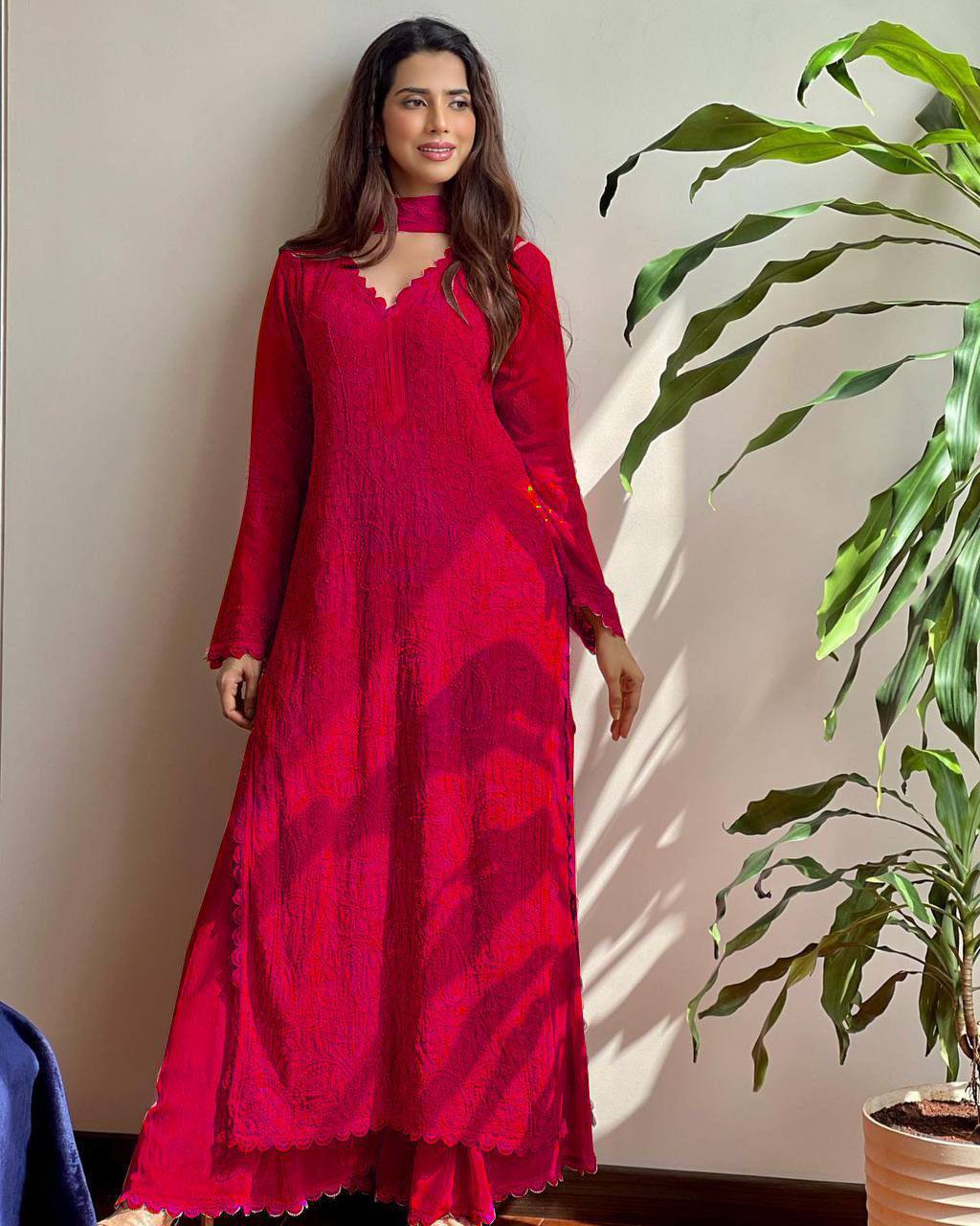 Designer Georgette Kurta Plazo Dupatta Set
