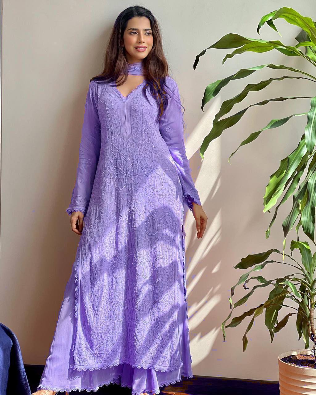 Designer Georgette Kurta Plazo Dupatta Set