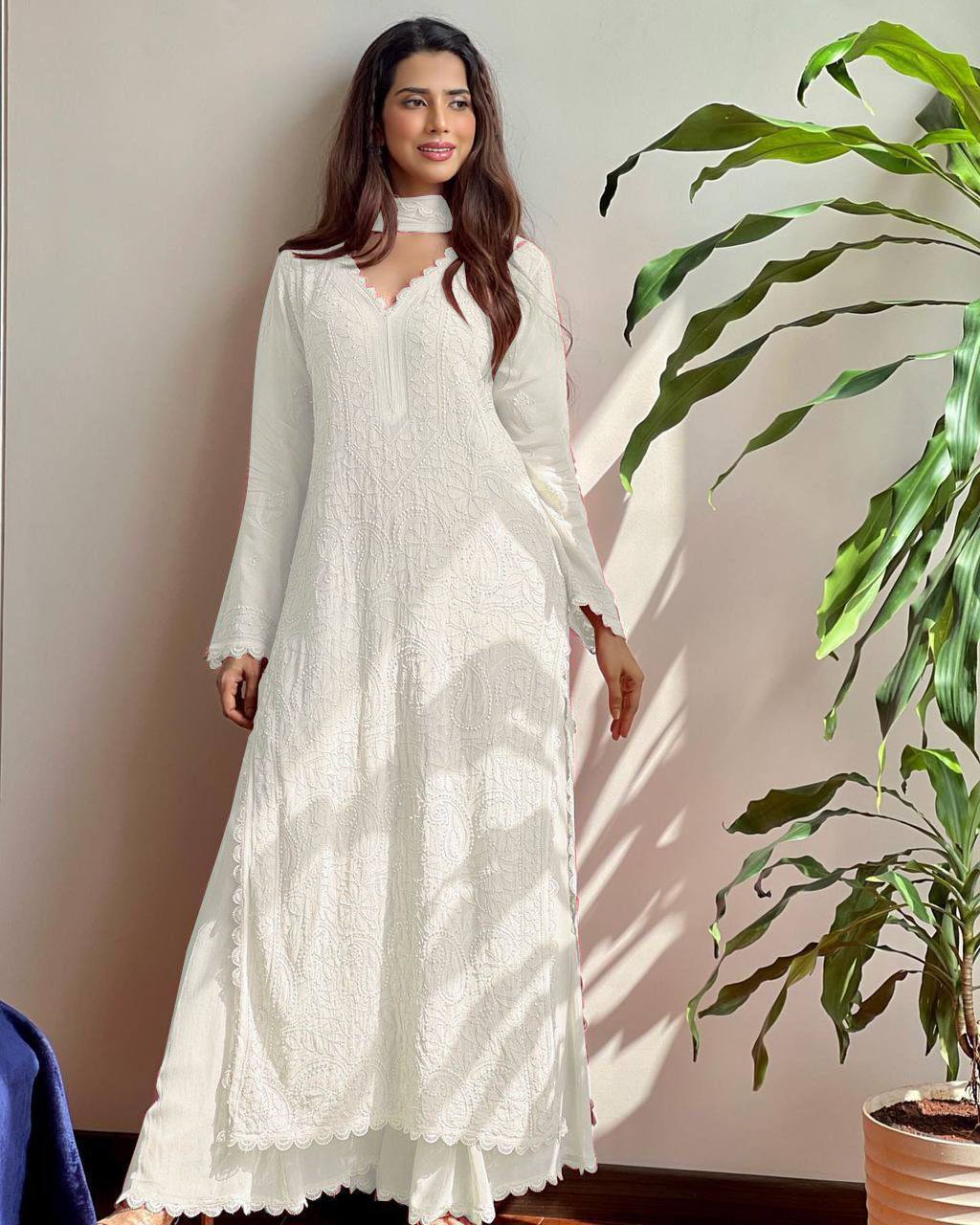 Designer Georgette Kurta Plazo Dupatta Set