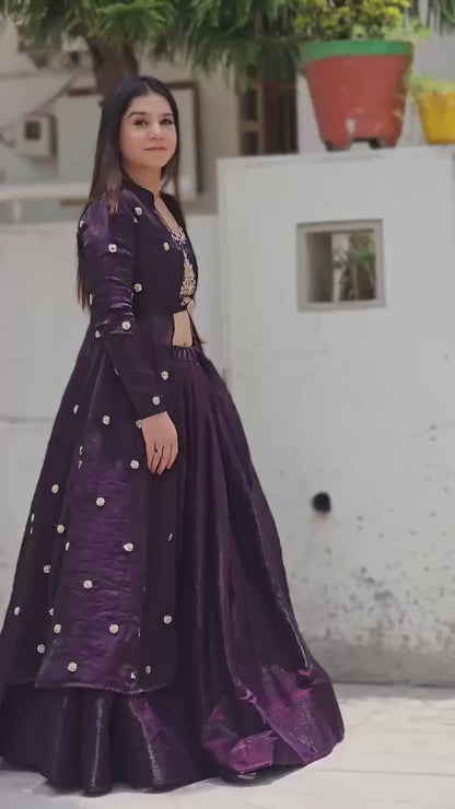 ✨ Elegant Fendy Silk Lehenga Set with Shrug – Real Hand Work Detailing 👗