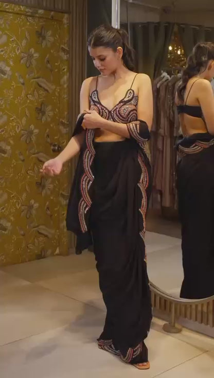 Designer Saree On Faux Georgette Fabric